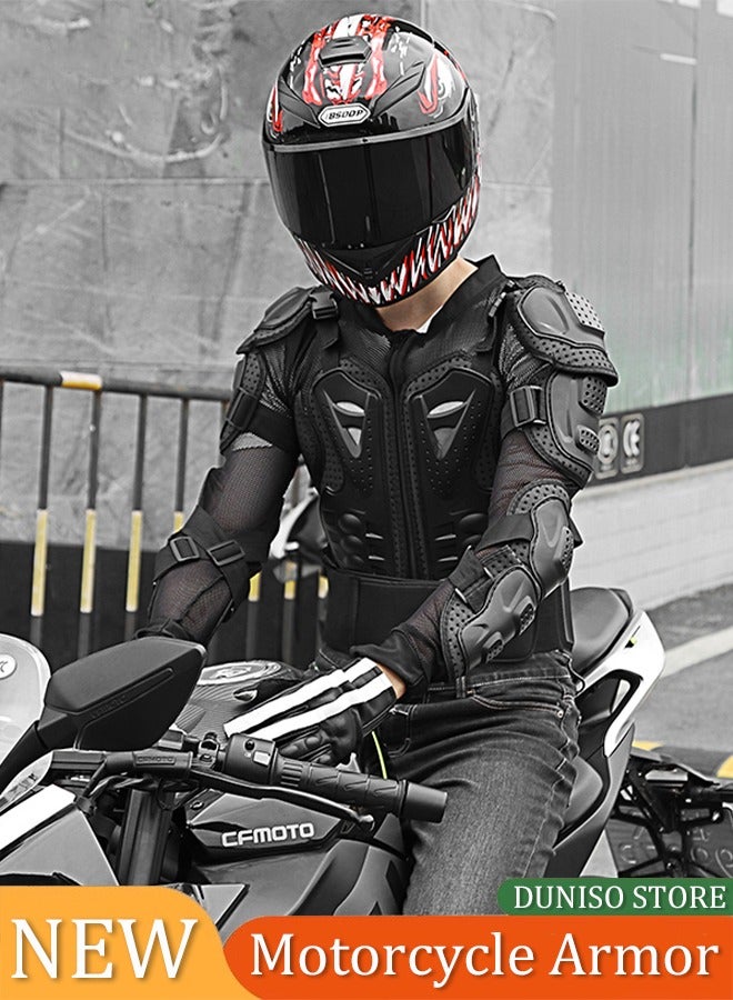 DUNISO Motorbike Protective Jacket with Chest Back Spine Armor ,Anti Wrestling Armoured Moto Clothing For ATV Motocross,Mountain Bike,Black,XL - Image 2