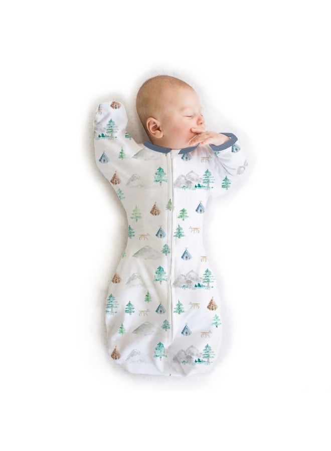 SwaddleDesigns SwaddleDesigns Transitional Swaddle Sack with Arms Up Half-Length Sleeves and Mitten Cuffs, Small, 0-3 Months, 6-14 lbs, Watercolor Mountains & Trees (Arms Up Swaddle, Transition Swaddle Sleep Sack)  - Image 1