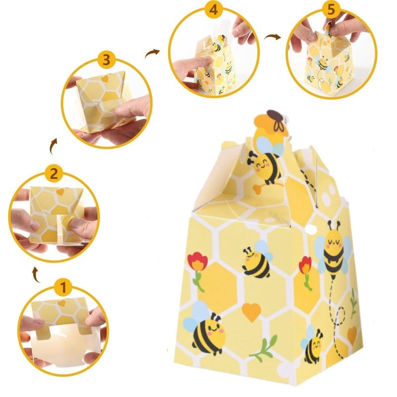 KUPOO 50 PCS Bumble Bee Candy Boxes Beehive Gift Box Bumble Bee Favor Boxes Candy Boxes for Baby Shower Birthday Decorations - Image 3
