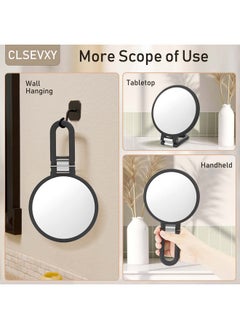 كلسيفكسي مرآة CLSEVXY المكبرة المحمولة باليد ذات الوجهين، مرآة يدوية بتكبير 1× 15×، قابلة للطي أثناء السفر، قابلة للتعديل، قاعدة دوارة، طاولة مكياج  - Image 5