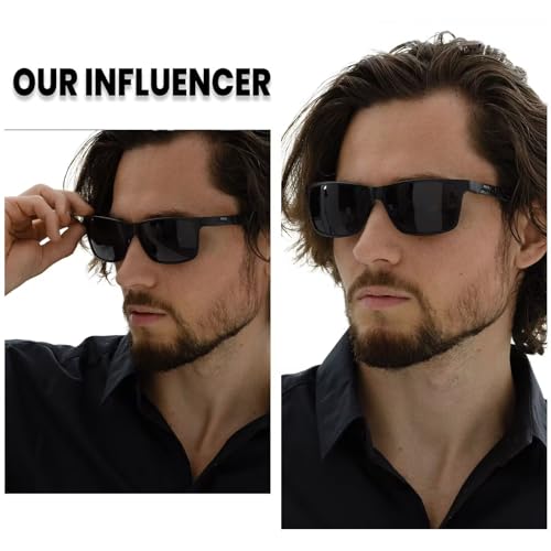 DUCO Mens Sunglasses Polarized Rectangle Sunglass for Men Lightweight Carbon Fiber UV400 Protection 8206 - Image 2