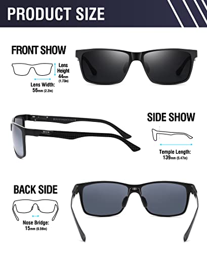 DUCO Mens Sunglasses Polarized Rectangle Sunglass for Men Lightweight Carbon Fiber UV400 Protection 8206 - Image 3