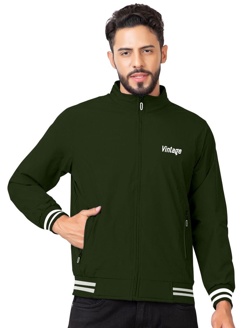 FTX Men Solid Full Sleeve Green Color Regular Fit Windcheater Casual Jacket - Image 1