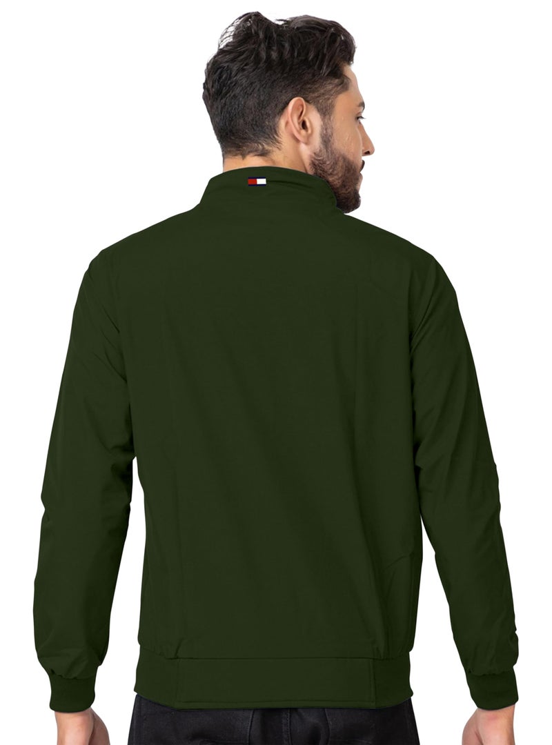 FTX Men Solid Full Sleeve Green Color Regular Fit Windcheater Casual Jacket - Image 2