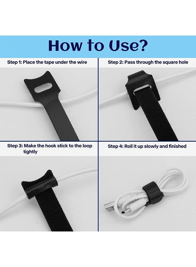 Reusable Zip Tie Organizer Cable Management Cable Organizer Cable Management Cable Binding Cable Home Office Cable Binding Tape 100 Pieces - Image 5