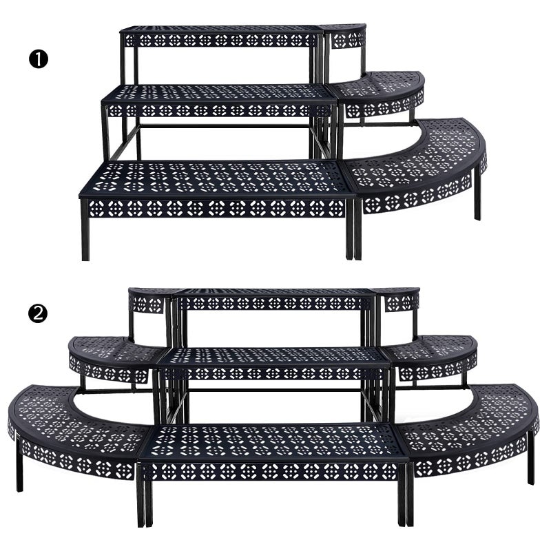 aboxoo 3 Tier Stair Style Large Metal Plant Stand, Garden Display Shelf Flower Pot Holder Storage Organizer Rack for Indoor Home Outdoor Patio Balcony Yard( Black, Rectangle) - Image 3
