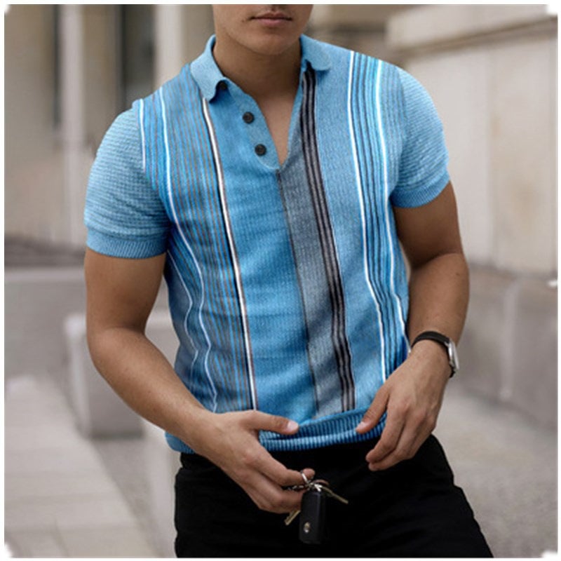 2022 new European and American men's polo shirts 3D digital printing lapel short-sleeved T-shirt men's geometric casual polo men 7 S - Image 4