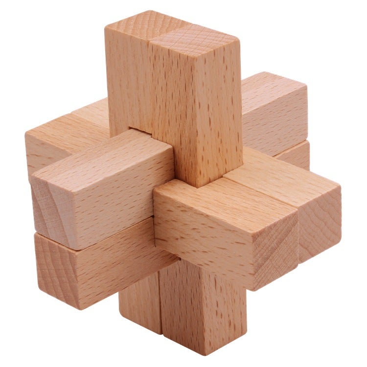 Wisdom Wheel Large Beech Kongming Lock Children'S Educational Toys For Adults And Students Decompression Burning Brain Disassembly And Reassembly Luban Lock - Image 1