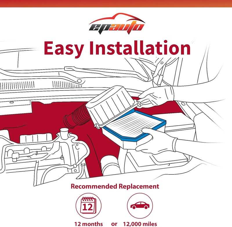 EPAuto GP171 (CA10171) Engine Air Filter, Replacement for Toyota Camry L4 Gas (2007–2017), Venza L4 Gas (2009–2016) – Rigid Panel Filter for 2.4L/2.5L Engines - Image 4