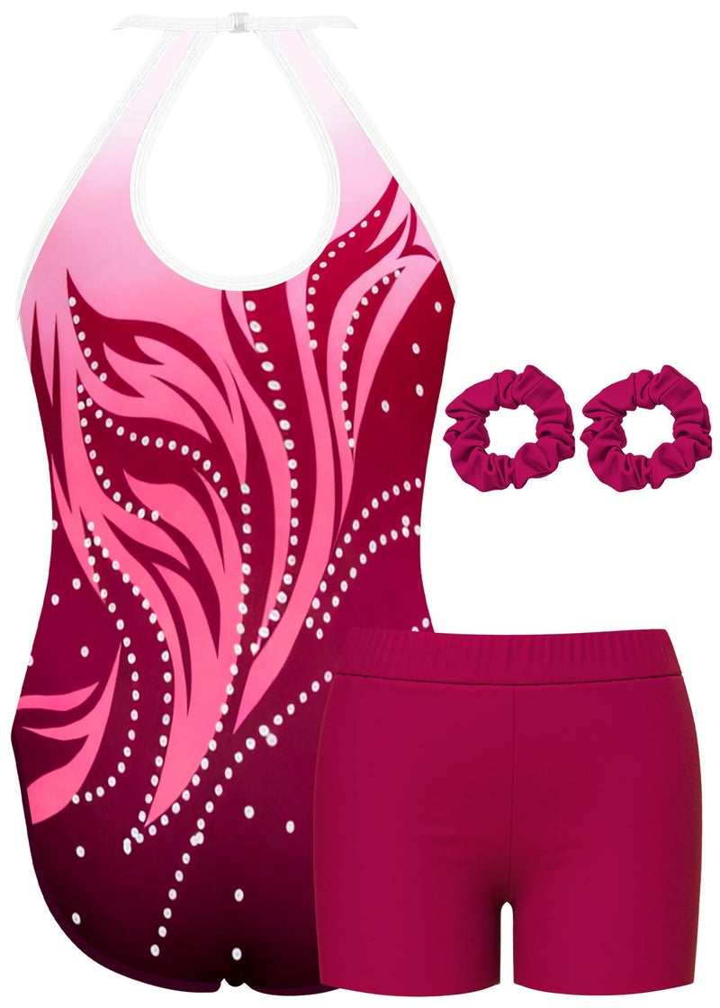 MOLLDAN Gymnastics Leotard for Girls Halter Neck Biketard Unitard Tumbling Activewear for Kids,No Diamond(DC023-92-8Y) - Image 2