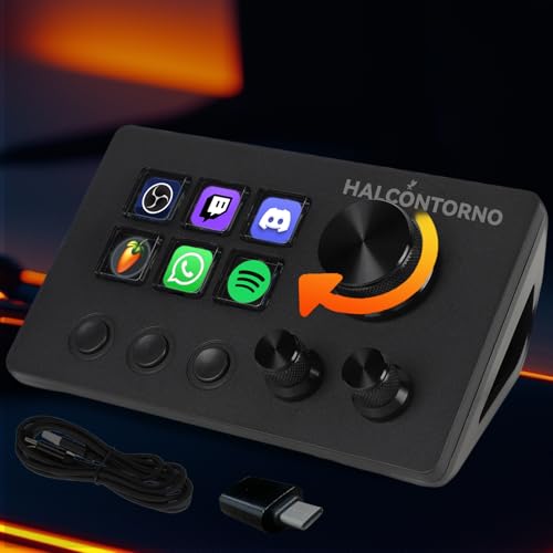 HALCONTORNO Stream Dock - Mirabox Steamdeck for PC Mac, Wired Live Streaming Controller for Content Creators Gamers, Programmable Macro Keyboard, Gaming Setup Accessories (N3E with 3 Knobs) - Image 1