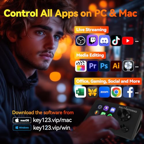 HALCONTORNO Stream Dock - Mirabox Steamdeck for PC Mac, Wired Live Streaming Controller for Content Creators Gamers, Programmable Macro Keyboard, Gaming Setup Accessories (N3E with 3 Knobs) - Image 5