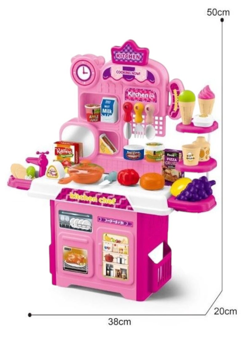 Toy Box - 53Pcs Modern Kitchen Set With Food Accessories  Toy For Kids - Image 1