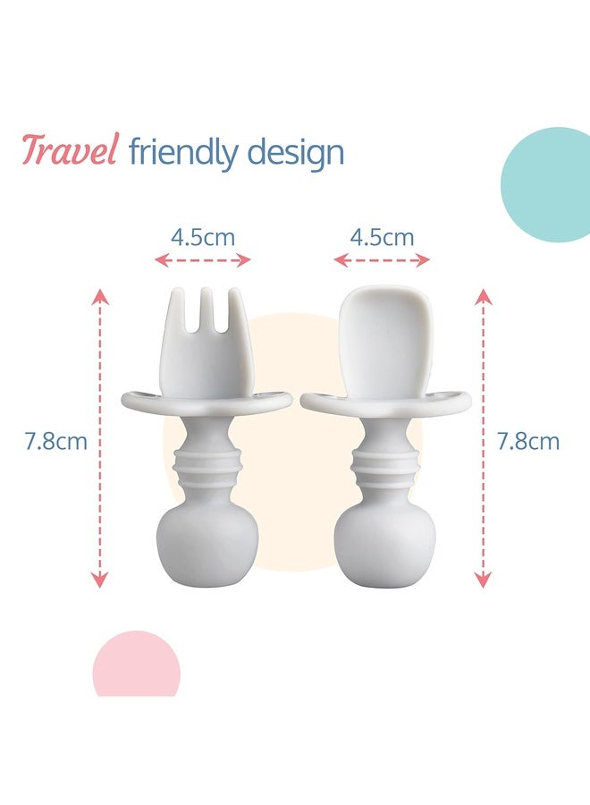 Luvlap Baby Weaning Spoon & Fork Set, Chewable Silicone Utensils, Stage 1 Training Utensils,Baby Led self Feeding, 6 M+, Gum Friendly, 100% Food Grade Silicone,BPA Free - Image 5
