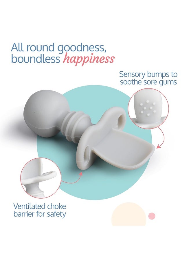 Luvlap Baby Weaning Spoon & Fork Set, Chewable Silicone Utensils, Stage 1 Training Utensils,Baby Led self Feeding, 6 M+, Gum Friendly, 100% Food Grade Silicone,BPA Free - Image 3