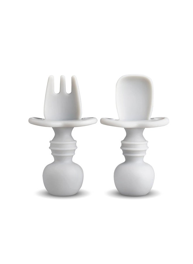 Luvlap Baby Weaning Spoon & Fork Set, Chewable Silicone Utensils, Stage 1 Training Utensils,Baby Led self Feeding, 6 M+, Gum Friendly, 100% Food Grade Silicone,BPA Free - Image 1