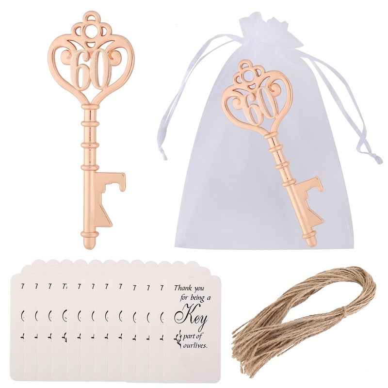 50 Pack 60 Shaped Key Bottle Openers  60th Birthday Party Favors  Decorations 50 Gold