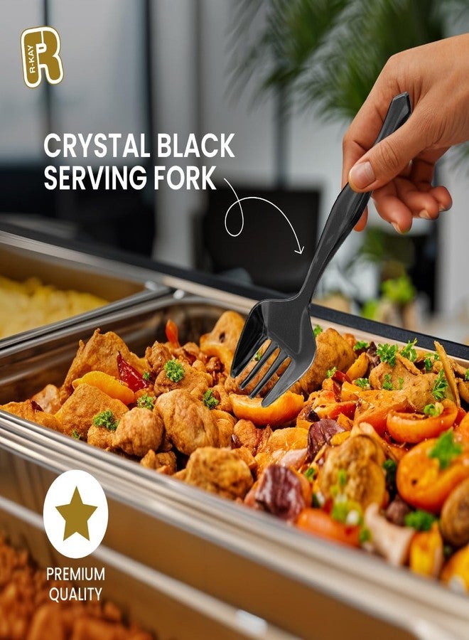 R-kay 18 Pcs Black Plastic Serving Utensils Set - 6 Black Plastic Serving Spoons, 6 Black Tongs And 6 Forks - Heavy Duty Black Disposable Serving Utensils Set For Parties - Image 2