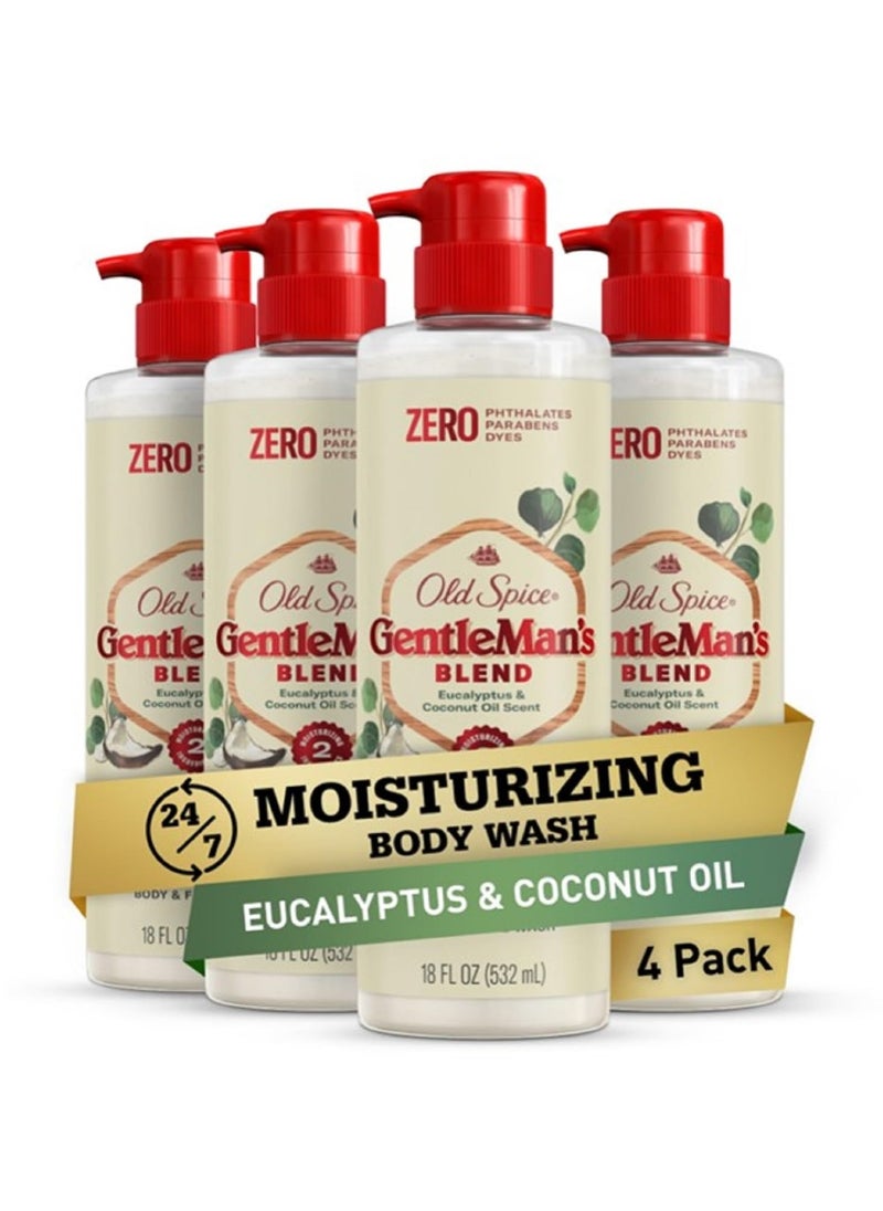 Zero Old Spice Men's Body Wash GentleMan's Blend Eucalyptus and Coconut Oil, 18 oz (Pack of 4)  - Image 1