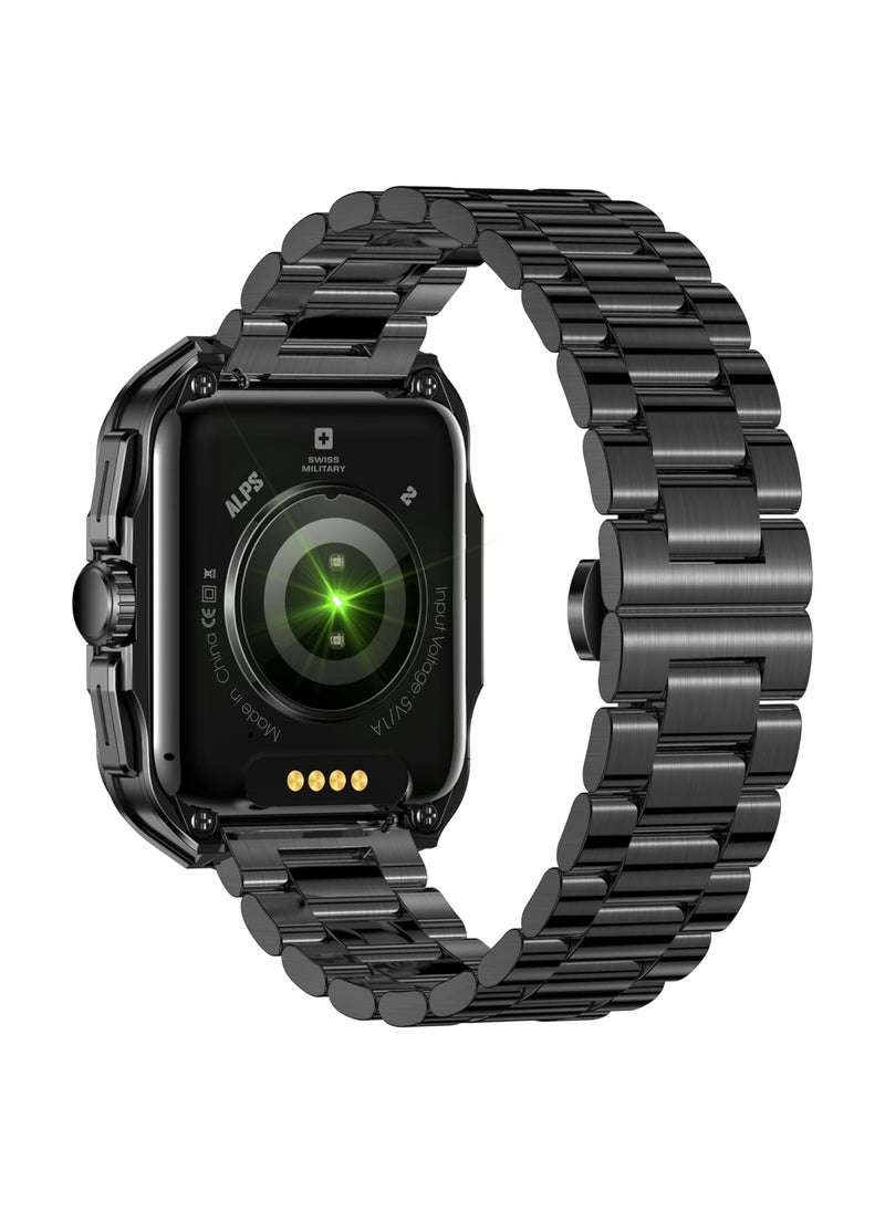 Swiss Military Alps 2 Smartwatch with Call Features, Music Playback, 1000 Songs Storage, IP67, Fitness & Health, Magnetic Charging, 7-12 Days Battery Life, iOS/Android Compatible - Gun Metal - pzsku/Z88159EC0ED3D39D12BBCZ/45/_/1699878790/107b8928-fbf1-4c62-ac4b-86ca14c04799