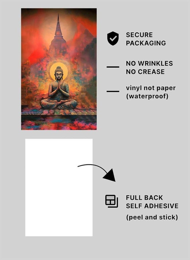 AtOdds - Lord Buddha Self-Adhesive Wall Sticker for Home Decor, Yoga Studio & Office | Meditating Buddha Vinyl Decal | Size: 40cm x 60cm (Design-2) - Image 5