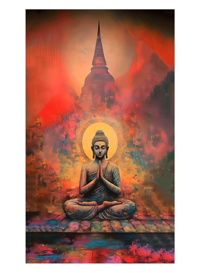 AtOdds - Lord Buddha Self-Adhesive Wall Sticker for Home Decor, Yoga Studio & Office | Meditating Buddha Vinyl Decal | Size: 40cm x 60cm (Design-2) - Image 1