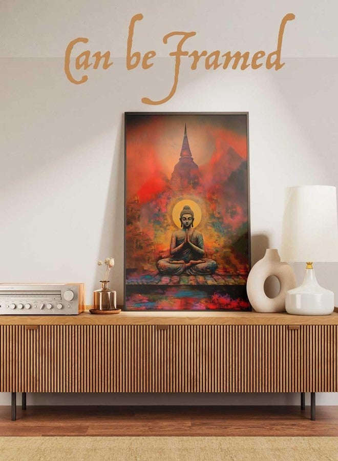 AtOdds - Lord Buddha Self-Adhesive Wall Sticker for Home Decor, Yoga Studio & Office | Meditating Buddha Vinyl Decal | Size: 40cm x 60cm (Design-2) - Image 3