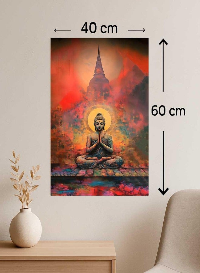 AtOdds - Lord Buddha Self-Adhesive Wall Sticker for Home Decor, Yoga Studio & Office | Meditating Buddha Vinyl Decal | Size: 40cm x 60cm (Design-2) - Image 2