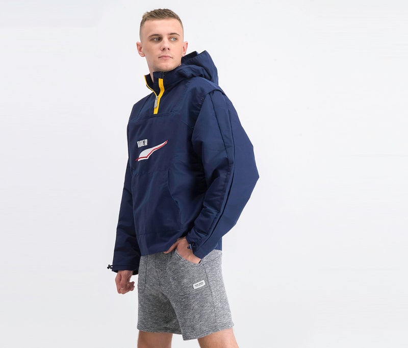 PUMA جاكيت واقي من الرياح بغطاء للرأس للرجال، معطف بحري - Image 4