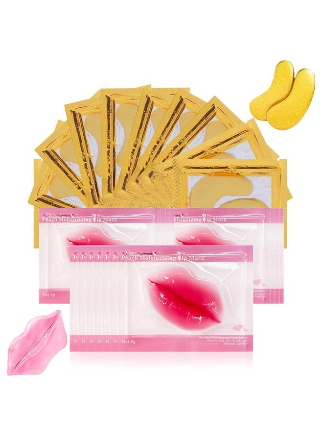 Eakroo 30 Pairs Lip Masks & Eye Masks 24K Gold Gel Crystal Collagen Eye Pads Moisturizing Lip Mask Crystal Lip Pads Under Eye Patches For Puffy Eyes Dark Circles Eye Bags Wrinkles And Fine Lines - Image 1