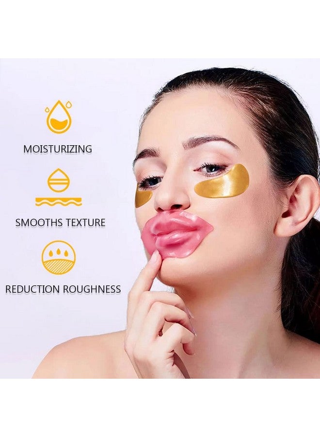 Eakroo 30 Pairs Lip Masks & Eye Masks 24K Gold Gel Crystal Collagen Eye Pads Moisturizing Lip Mask Crystal Lip Pads Under Eye Patches For Puffy Eyes Dark Circles Eye Bags Wrinkles And Fine Lines - Image 2