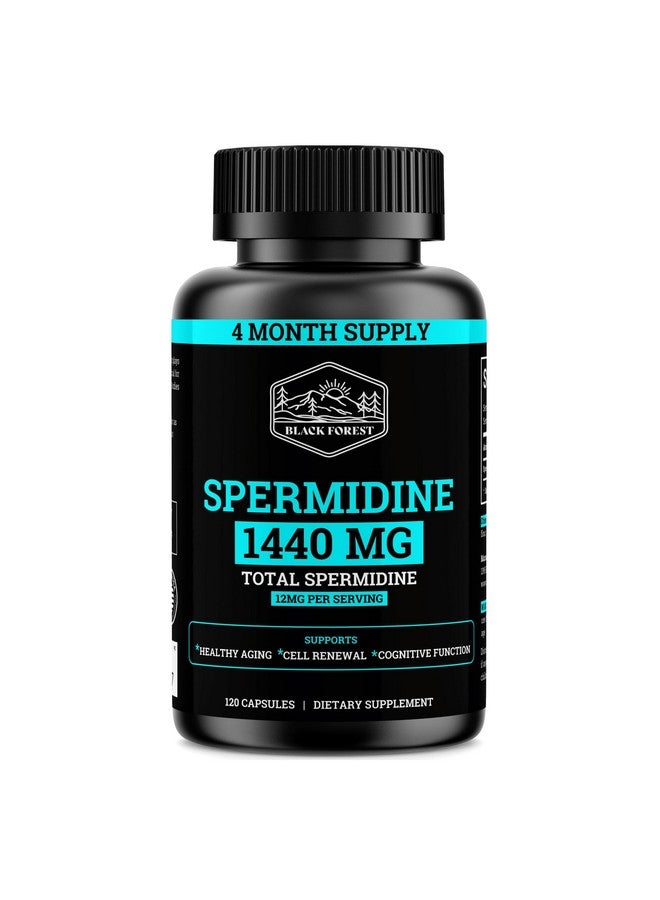 Black Forest Spermidine Supplement (1440mg of 99% Pure Spermidine Supplements For Women & Men) 4 Months Supply (100X More Potent Than Wheat Germ Extract) 12MGS Per Serving For Cellular Health, Anti-Aging & Energy - Image 1