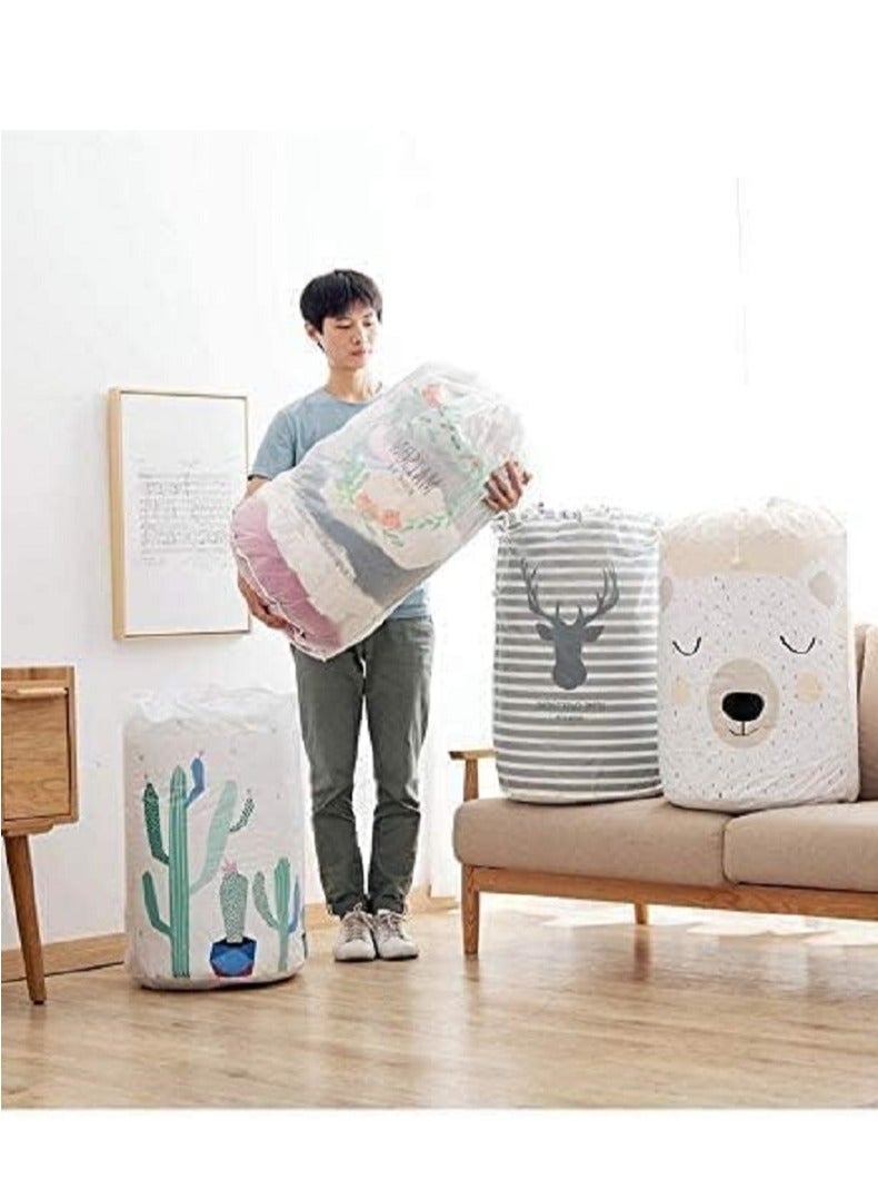 Large Round Foldable Storage Bag with Elastic Drawstring - Waterproof and Perfect for Storing Blankets and Quilts - multi shapes - Image 3