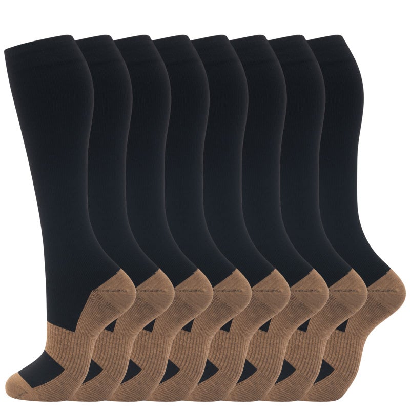 fenglaoda 8 Pairs Compression Socks for Men & Women 20-30 mmHg Knee High Nurse Pregnant Running Medical and Travel Athletic(L/XL,Multi15) - Image 1