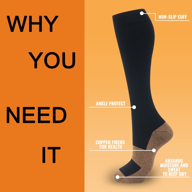 fenglaoda 8 Pairs Compression Socks for Men & Women 20-30 mmHg Knee High Nurse Pregnant Running Medical and Travel Athletic(L/XL,Multi15) - Image 2