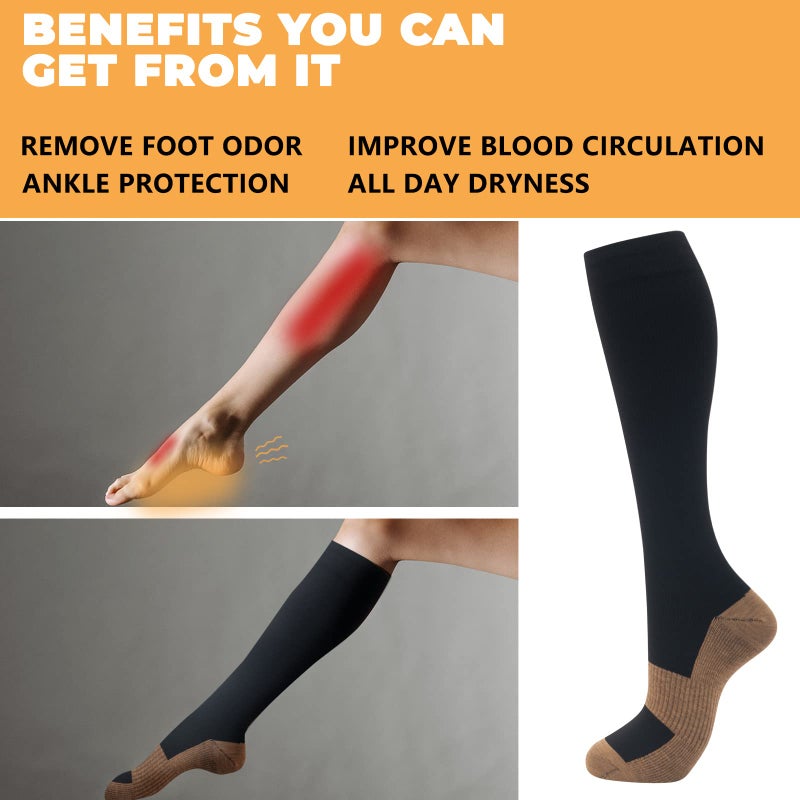fenglaoda 8 Pairs Compression Socks for Men & Women 20-30 mmHg Knee High Nurse Pregnant Running Medical and Travel Athletic(L/XL,Multi15) - Image 3