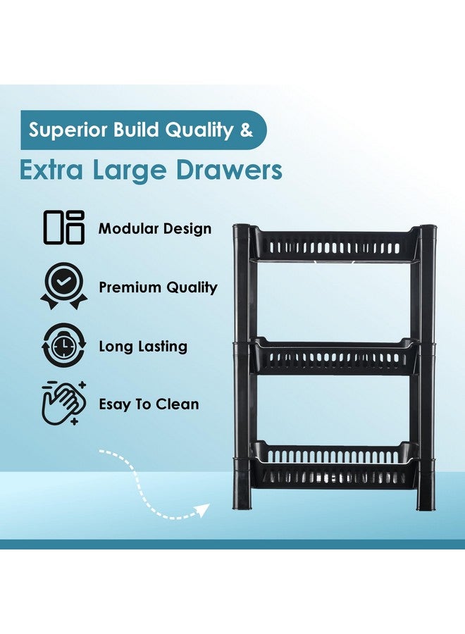 Kuber Industries 3-Layer Multipurpose Kitchen Organizer/Storage Rack | Onion Stand For Kitchen | Vessels & Vegetable Organiser | Black - Image 4