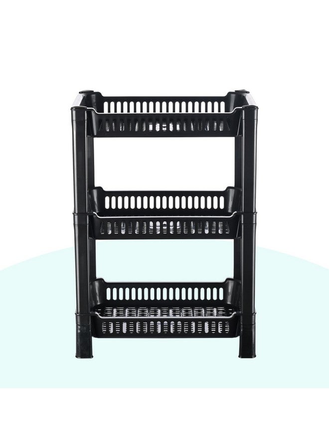 Kuber Industries 3-Layer Multipurpose Kitchen Organizer/Storage Rack | Onion Stand For Kitchen | Vessels & Vegetable Organiser | Black - Image 2