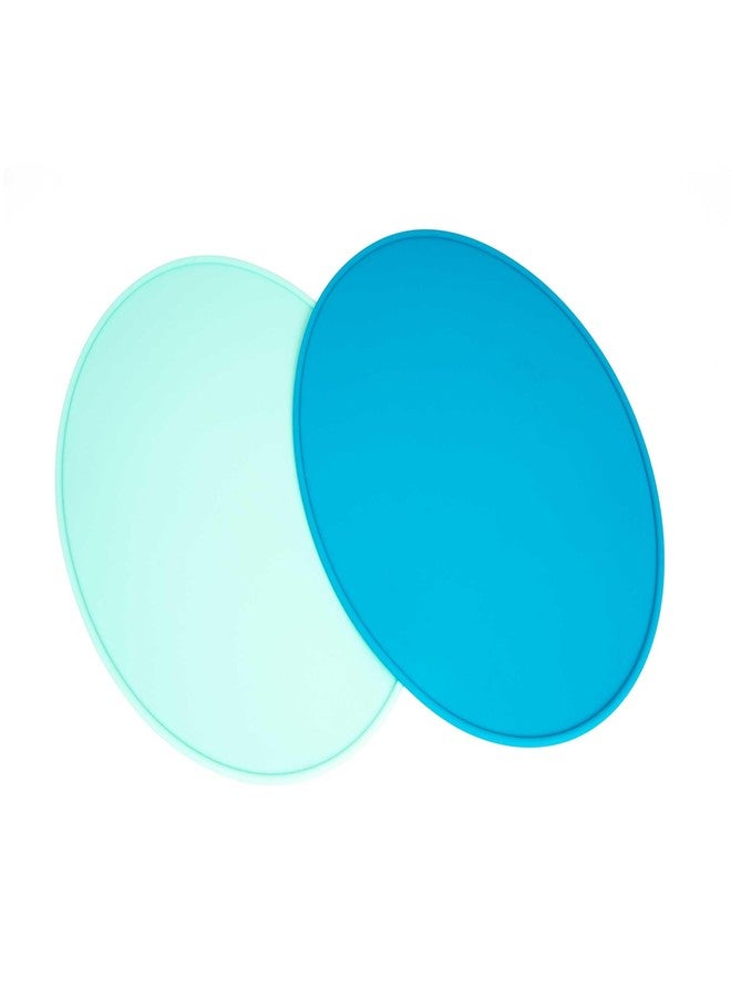 321 Grow • Sit with Me Placemat Set • Silicone placemat for Babies, Toddler, Kids • Oval Non-Slip mat • 2 Pack • Dishwasher Safe (Ocean) - Image 1