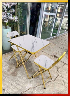 Set Of Foldable Marble Wooden Square Table And 2 Folding Chairs Seats Metal Frame For Breakfast Computer Laptop Desk Office Workstation Kitchen Balcony Home Dining Outdoor Picnic Beach Desert Camping - pzsku/Z8815E7F25191511BA784Z/45/_/1699514492/0bd51926-c724-4666-90d3-398a9f7addcf