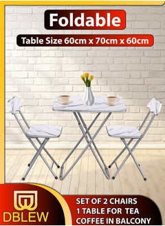 Set Of Foldable Marble Wooden Square Table And 2 Folding Chairs Seats Metal Frame For Breakfast Computer Laptop Desk Office Workstation Kitchen Balcony Home Dining Outdoor Picnic Beach Desert Camping - pzsku/Z8815E7F25191511BA784Z/45/_/1726897991/84d1682e-194e-4101-969d-4e53fc8c76e1