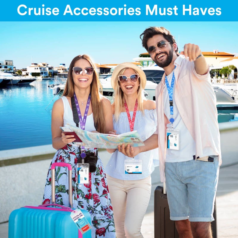 Billbotk 6 Pack Lanyards with Ship Card Holders, Retractable Badge Reels with Waterproof Luggage Tags ID Holders for Cruise Essentials Accessories Key Cards - Image 2