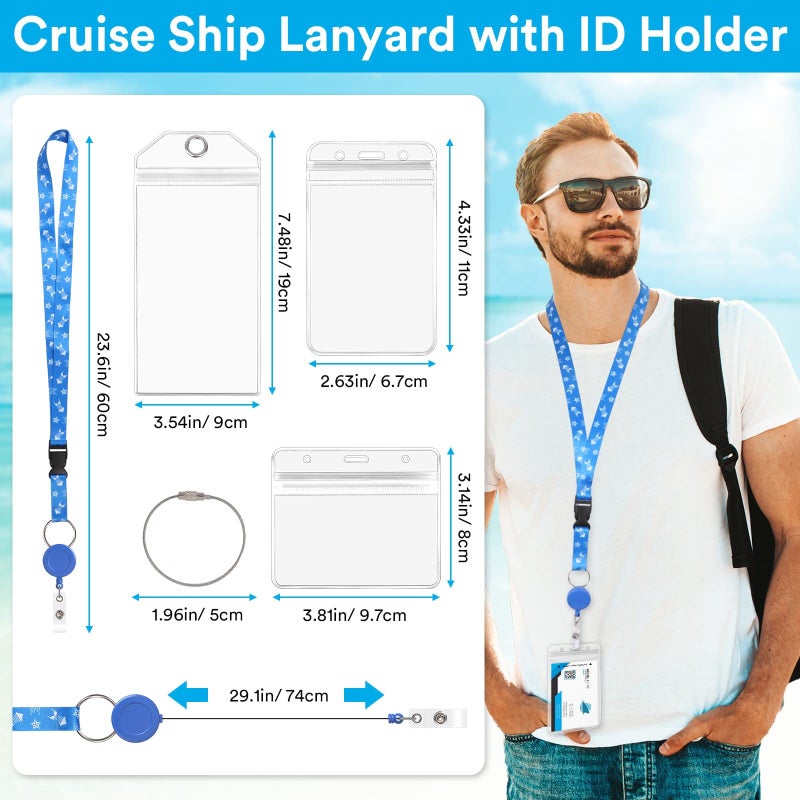 Billbotk 6 Pack Lanyards with Ship Card Holders, Retractable Badge Reels with Waterproof Luggage Tags ID Holders for Cruise Essentials Accessories Key Cards - Image 4