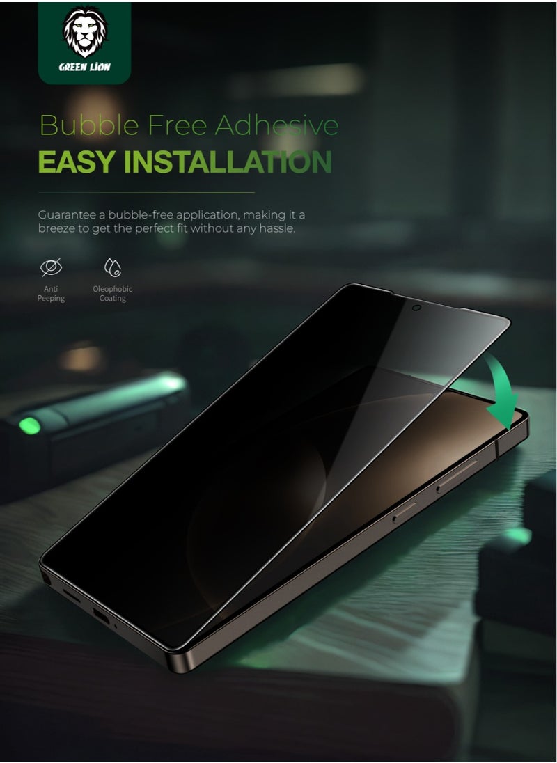 GREEN LION Samsung Galaxy S24 Ultra Privacy Glass Shield 9H /Screen Protector for Samsung Galaxy S24 Ultra/ Fingerprint Unlock / Bubble Free / Grease Resistance / High Durability / High Responsiveness - Black  - Image 5