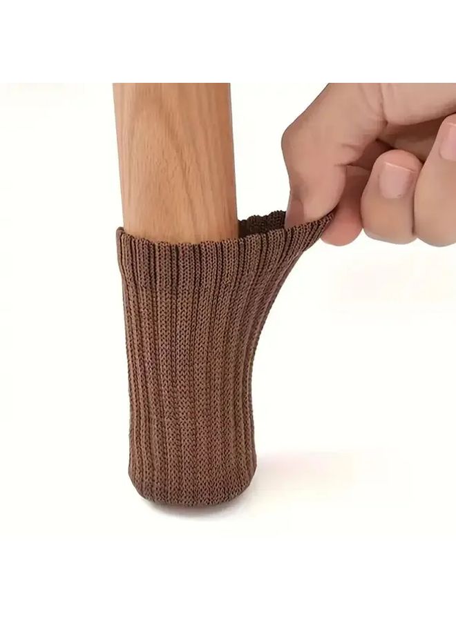 Brown High Top Anti Squeak Chair Leg Socks 12 Pcs Floor Protector Non Slip Furniture Covers - Image 1