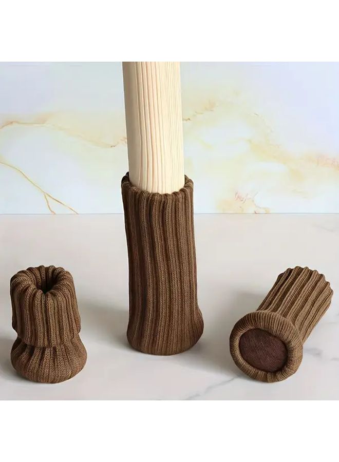 Brown High Top Anti Squeak Chair Leg Socks 12 Pcs Floor Protector Non Slip Furniture Covers - Image 4