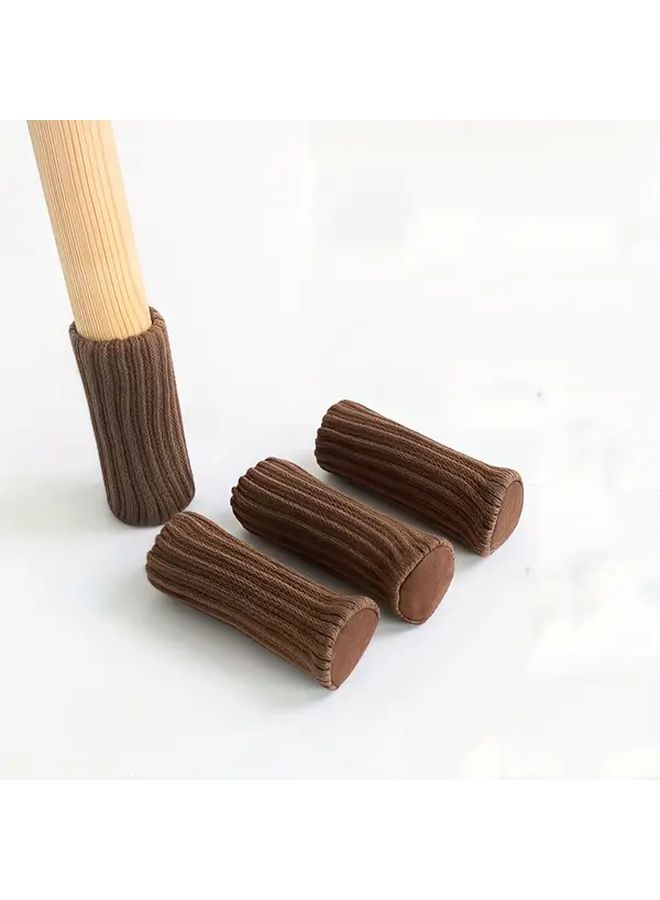 Brown High Top Anti Squeak Chair Leg Socks 12 Pcs Floor Protector Non Slip Furniture Covers - Image 5