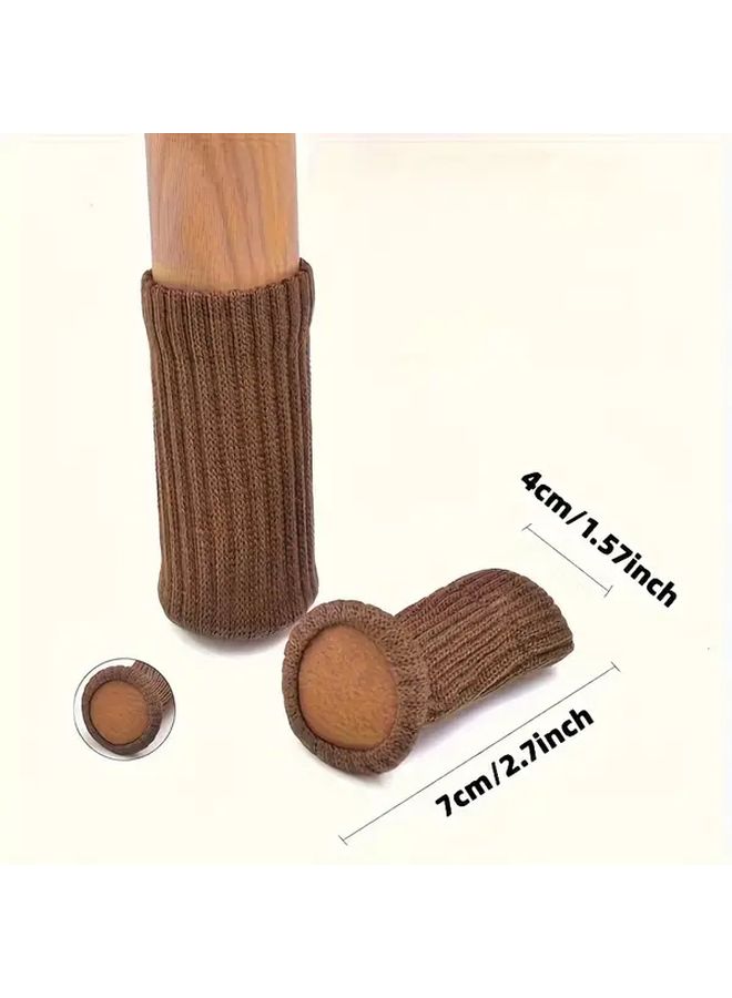 Brown High Top Anti Squeak Chair Leg Socks 12 Pcs Floor Protector Non Slip Furniture Covers - Image 3