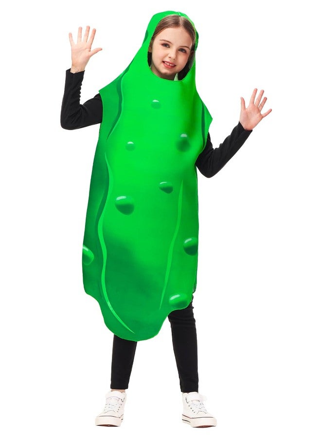 AOBUTE Halloween Pickle Costume Unisex Child Funny Fruit Cosplay Outfit Boys Girls Food Suit Green M - Image 4