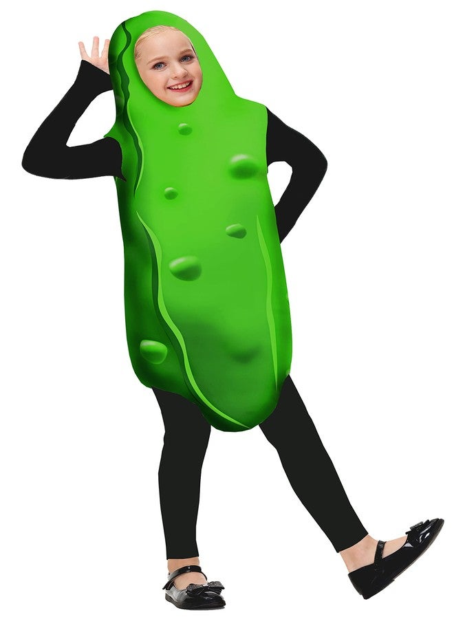 AOBUTE Halloween Pickle Costume Unisex Child Funny Fruit Cosplay Outfit Boys Girls Food Suit Green M - Image 3